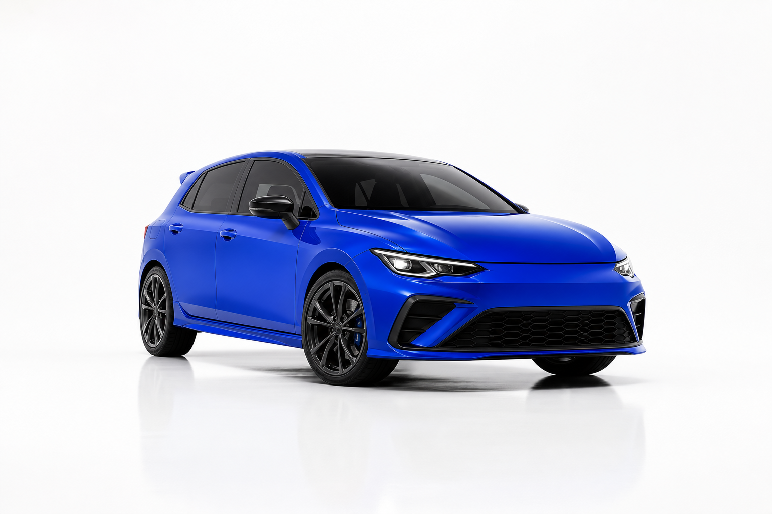 Blue hot hatch with fresh window tint in the Autotint studio